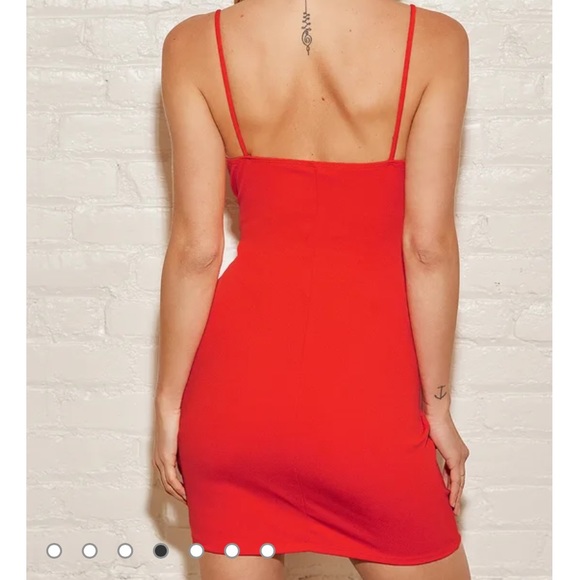 Ready for the Night Coral Red Twist-Front Mini Dress - Picture 2 of 5